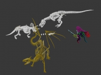 四个恐龙骨架